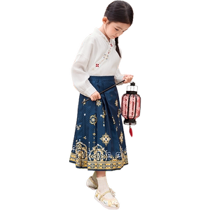 巴拉巴拉女童汉服马面裙套装春秋2024新款童装儿童国风长袖裙子潮