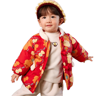 巴拉巴拉婴儿羽绒服小童宝宝红色拜年服冬季新款男童女童短款外套