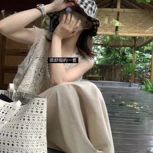 孤品清仓 v领无袖 METWO 贝壳镂空蕾丝勾花衫 背心 8095