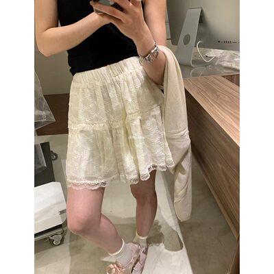 METWO少女蕾丝刺绣蓬蓬短裙芭蕾风仙女纯欲辣妹小众半身裙女9350
