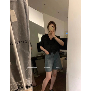 五分复古高腰短裤 METWO一条洗水蓝牛仔裤 9120 孤品清仓