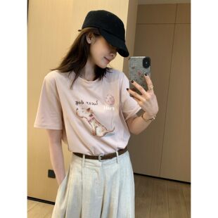 hers字母刺绣气球小狗短袖 METWO T恤女20891 孤品清仓