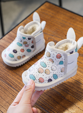 儿童雪地靴秋冬季宝宝鞋子0-1岁加绒加厚软底学步鞋防滑保暖棉鞋2