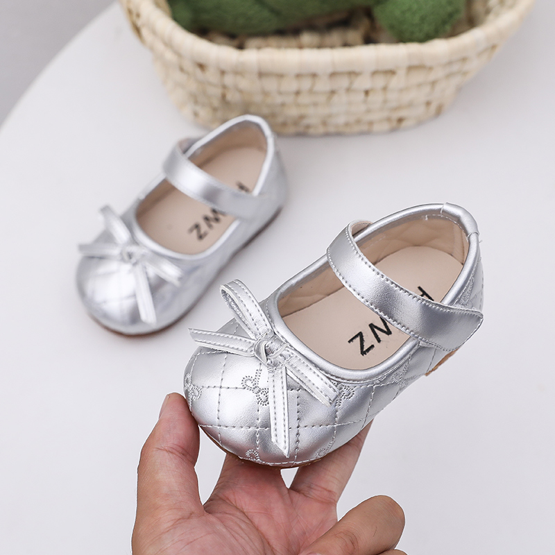 新款宝宝学步鞋女宝洋气银色
