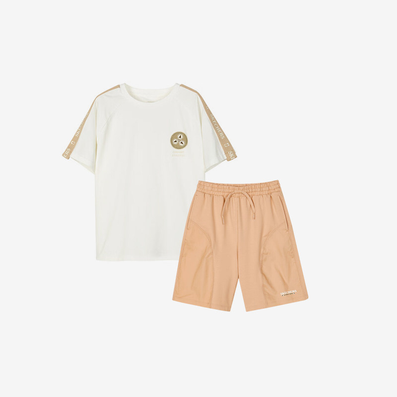 斯凯奇儿童短袖T恤宽松短裤套装