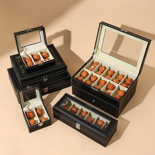 雅我皮革文玩核桃收纳盒