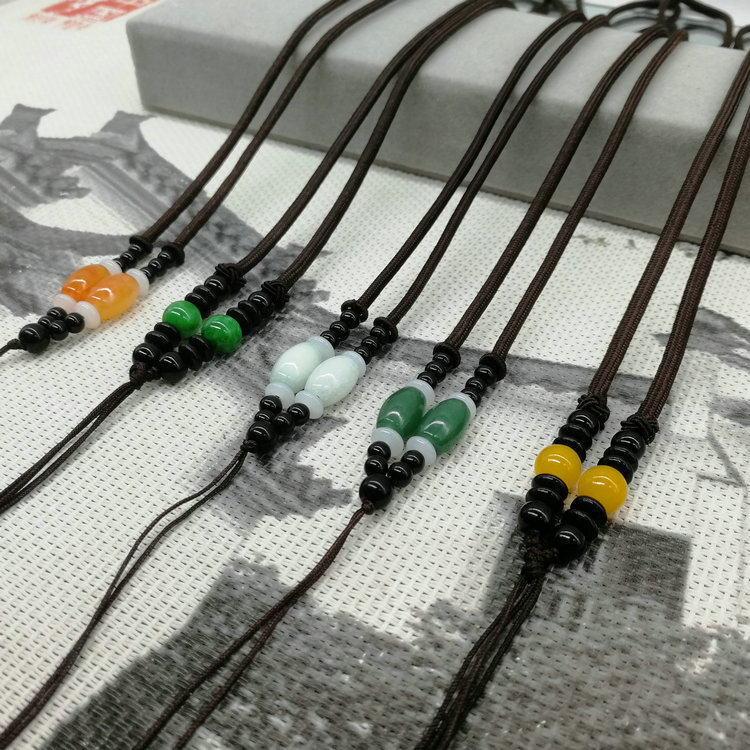 手工编织红黑玛瑙吊坠挂绳金翡翠玉挂件挂坠绳子固定项链绳