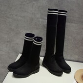 弹力袜靴针织毛线弹力长靴大码 显瘦绒面时尚