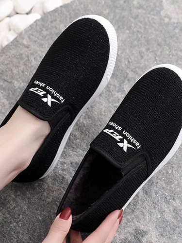 Зимняя флисовая тканевая нескользящая обувь, рабочие туфли, лоферы для отдыха, мягкая подошва