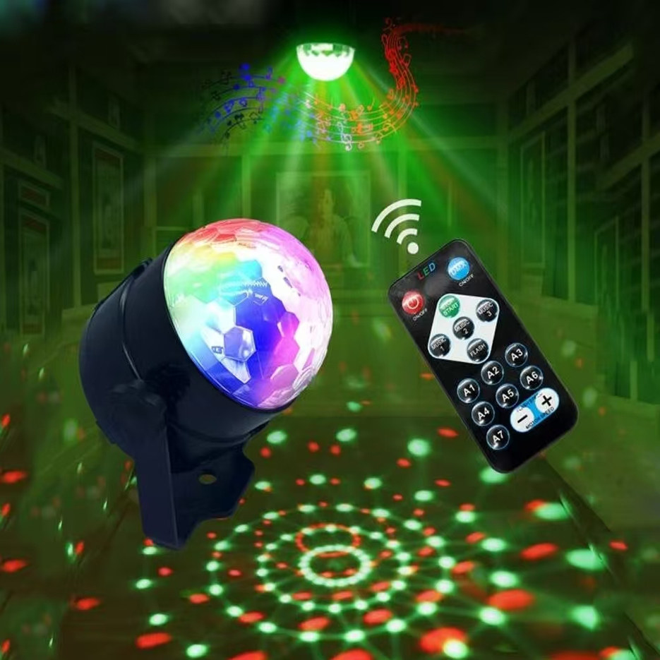 家用酒吧迷你旋转七彩灯LED水晶魔球声控 灯KTV激光灯镭射闪光灯