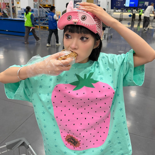 ANDLIFE品牌【大草莓】26SS夏季重磅纯棉t情侣多巴胺印花波点短袖