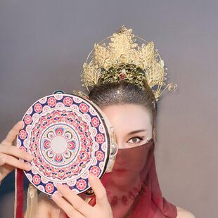 古风汉服头饰敦煌飞天琵琶鼓舞供养人嫦娥凤尾光环大号鸢尾花发冠