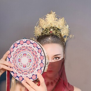 古风汉服头饰敦煌飞天琵琶鼓舞供养人嫦娥凤尾光环大号鸢尾花发冠