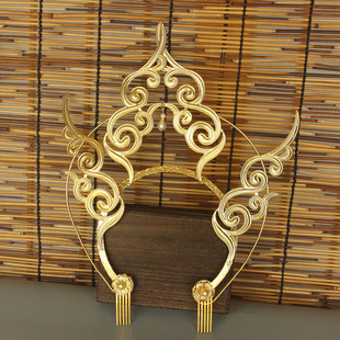 古风敦煌飞天祥云宝塔光环云纹飞翅光圈汉服头饰男女光芒金环发饰