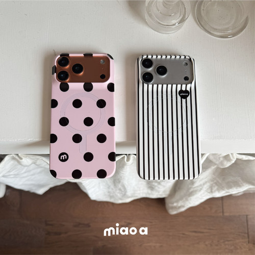 miao a｜原创波点条纹半包韩国菲林单层磁吸手机壳