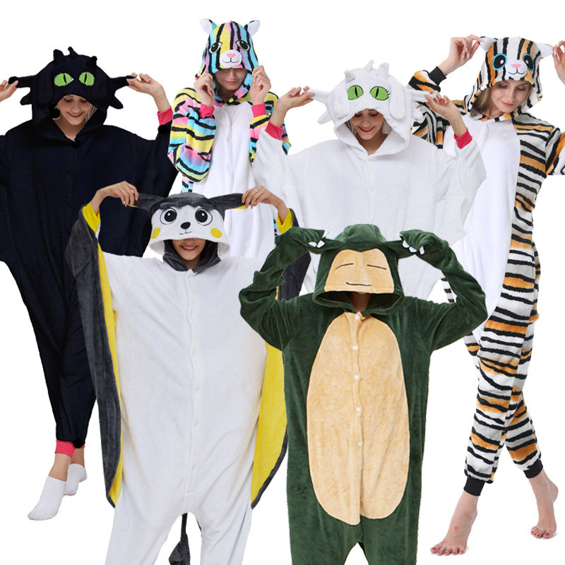 男女卡通动物演出卡比兽飞天鼠无牙仔彩色虎猫连体睡衣动漫表演服