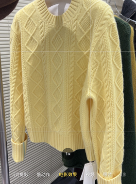 BI入！JCLP匠心羊绒系列7针扭绳圆领麻花套头衫慵懒针织毛衣