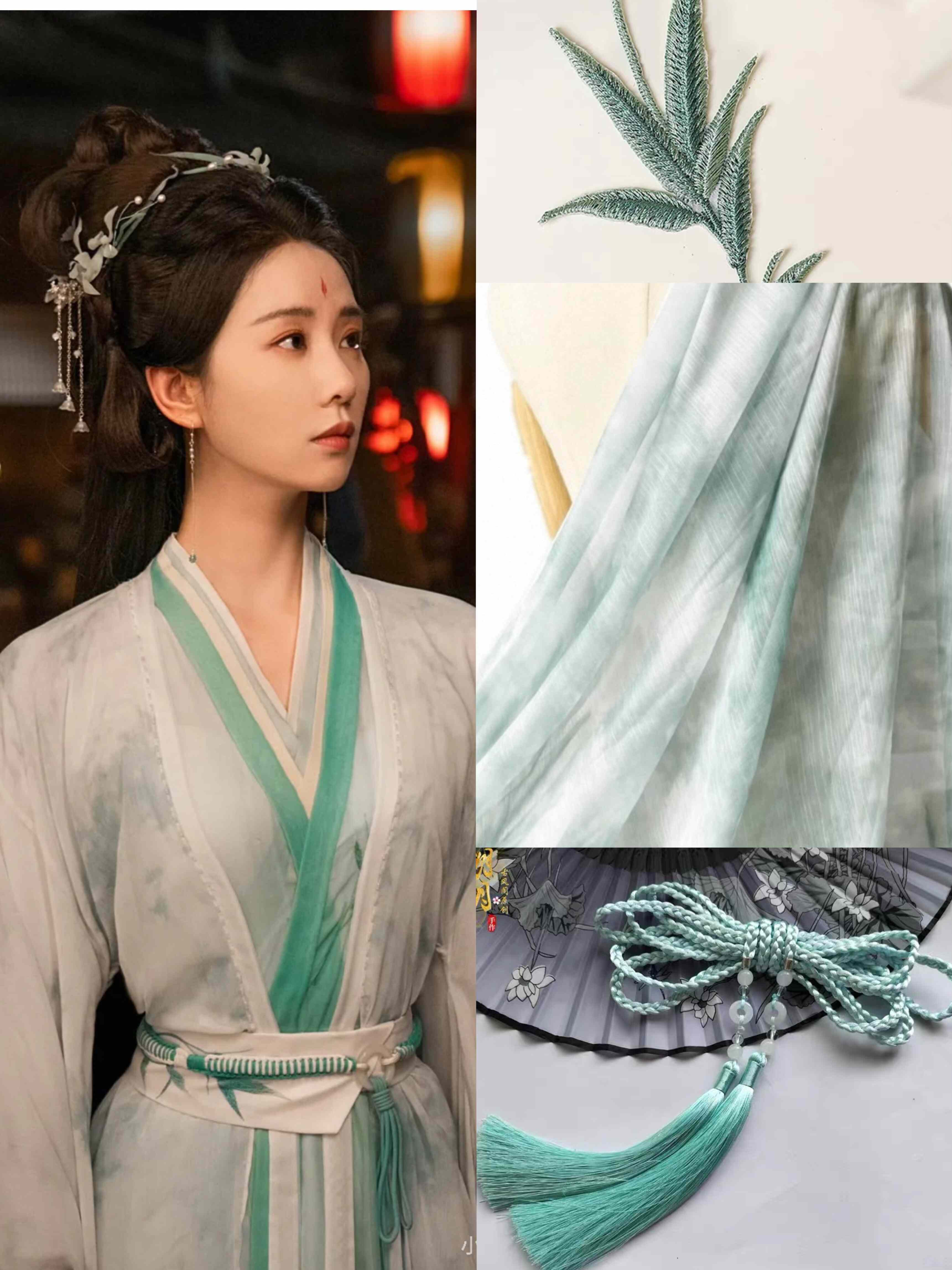 刘诗诗狐妖小红娘淮竹同款 绿色礼服定制/加工