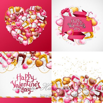 婚庆情人节舞台背景 礼物请帖签到 心形糖果 AI EPS矢量素材20