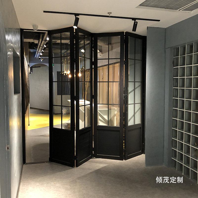 客厅阳台隔断钢化玻璃吊轨折叠门图片