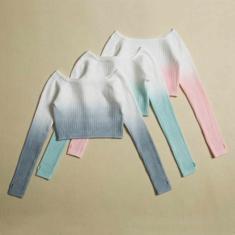 儿童舞蹈服女童练功服秋冬毛衣渐变色长袖外搭小坎肩芭蕾舞上衣女