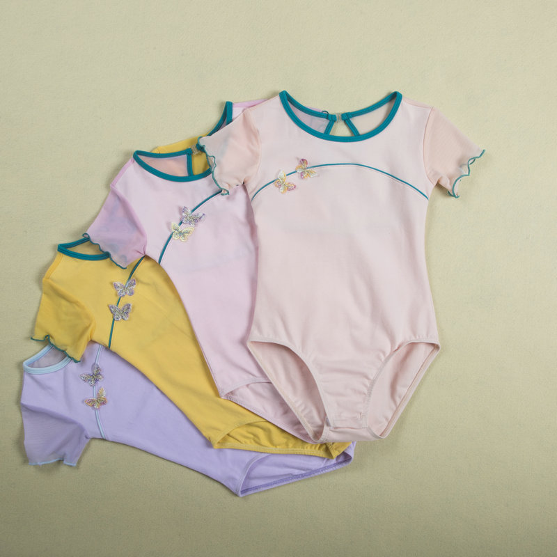 儿童春舞痕款短袖芭蕾民族艺考舞蹈练功连体形体中国舞服装开裆