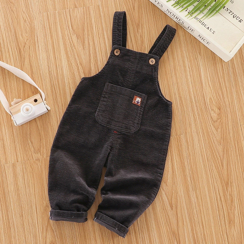 2026年春秋款女童灯芯绒背带裤子男童牛仔长裤小童宝宝吊带可开裆