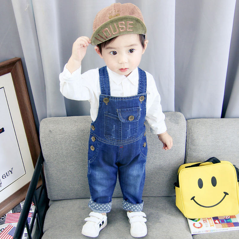 2026新款男童背带裤子春秋款儿童装牛仔裤婴幼儿小童女宝宝吊带裤