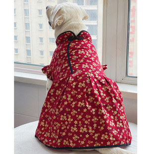 狗狗衣服大型犬中国风裙子拉布拉多边牧薄款衣服宠物狗新中式衣服