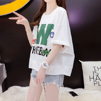 纯棉小个子宽松短袖欧货大版t恤女夏洋气设计感小众高腰短款上衣