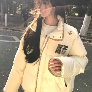 独特高级感刺绣初中生韩系超好看羽绒棉服外套女冬季加厚棉衣棉袄