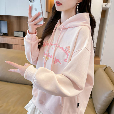 连帽蝴蝶结卫衣女春秋季2025新款小个子初中生宽松慵懒风上衣外套