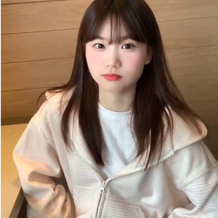 韩系甜美粉色条纹连帽卫衣女初秋季2025新款薄款慵懒宽松开衫外套