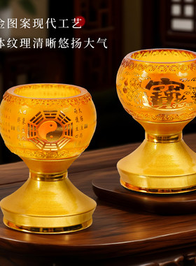 古法琉璃佛道莲花烛座酥油灯座烛台家用佛堂供佛灯长明灯佛具用品