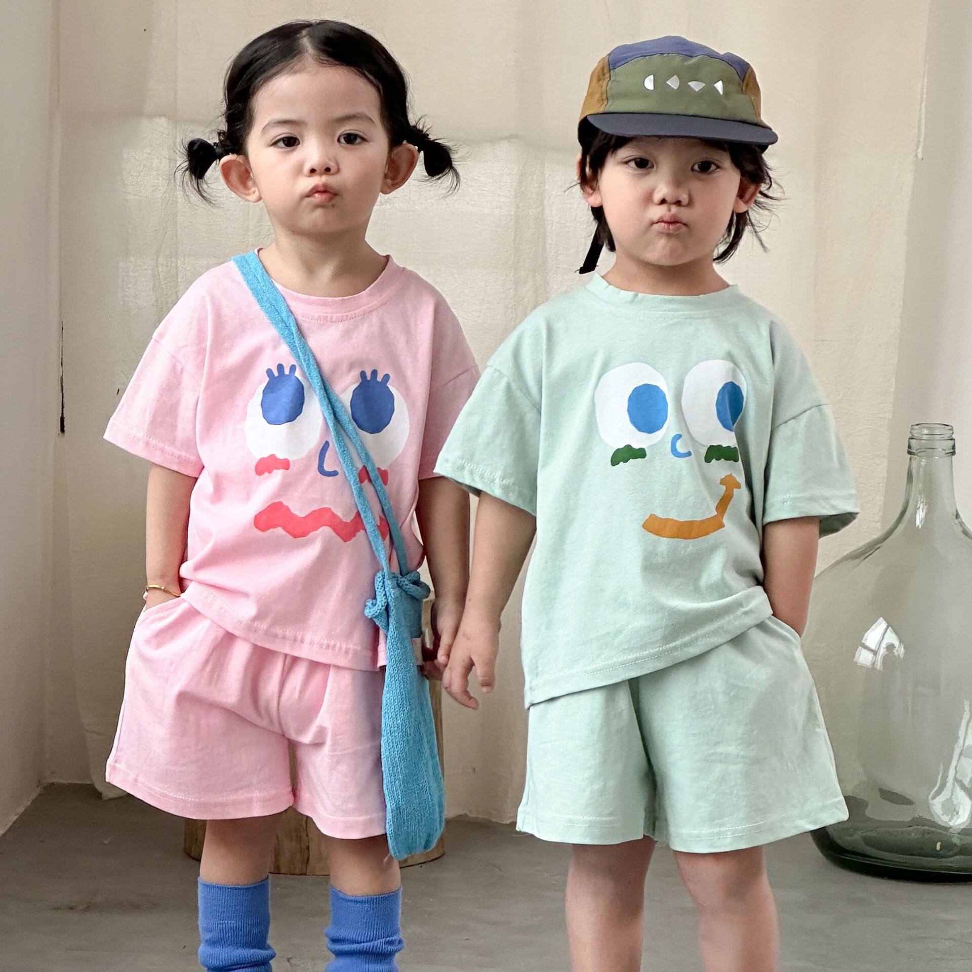 儿童夏季运动套装纯棉女童宽松夏装2026新款宝宝男童休闲短袖短裤