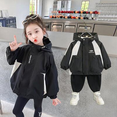2025新款秋季兄妹装儿童风衣外套