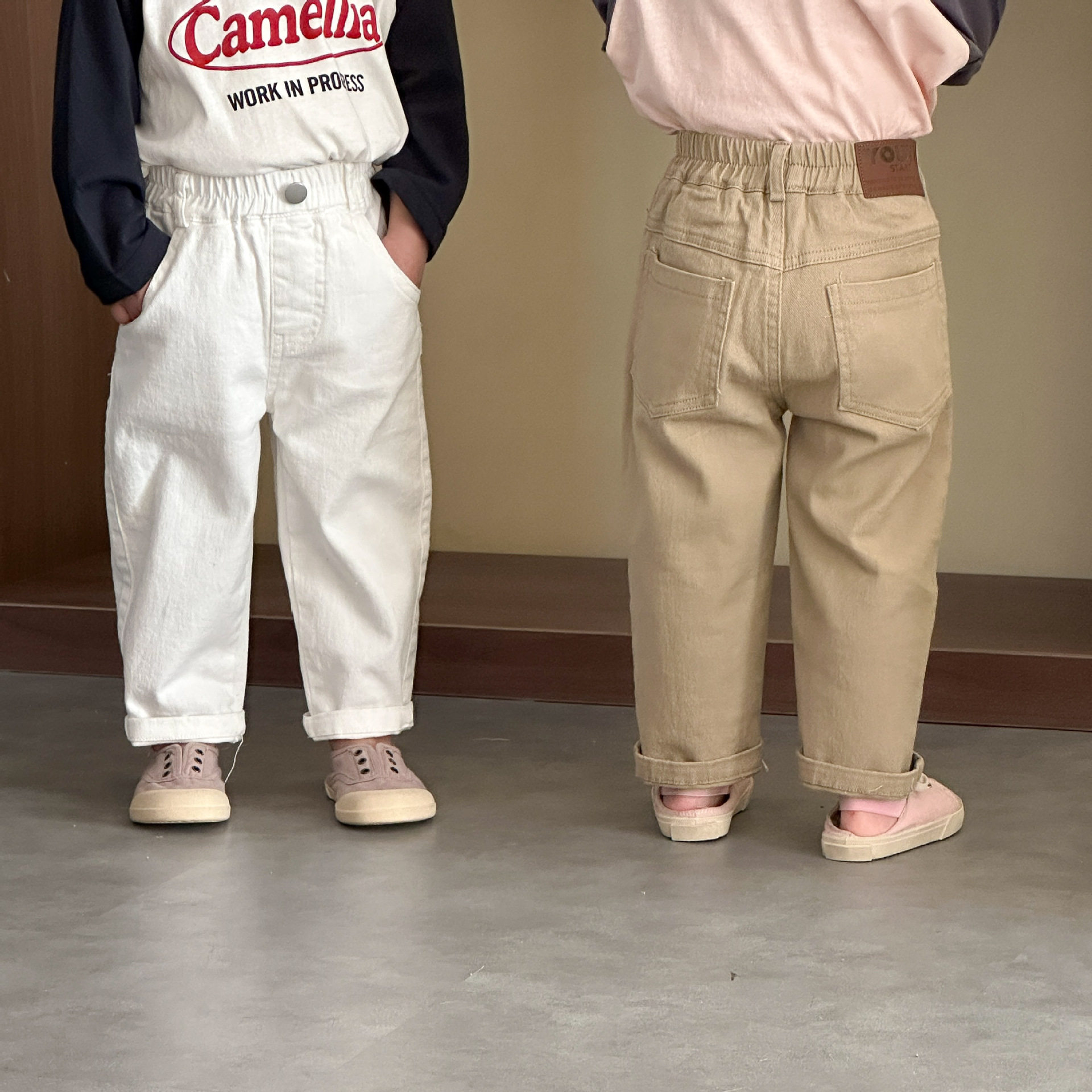 儿童纯棉裤子男童春装女童休闲裤2026新款春秋季韩版弹力宝宝长裤