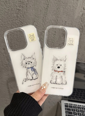 潦草西高地手机壳适用苹果17Air16promax小米15情侣iphone14华为mate70propura80荣耀vivo红米k90MAX一加oppo