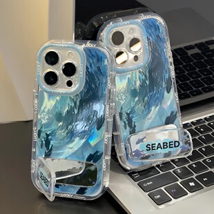 蓝色深海鱼群手机壳适用苹果17Air16promax小米15情侣iphone14华为mate60propura70荣耀vivo红米k80opporeno