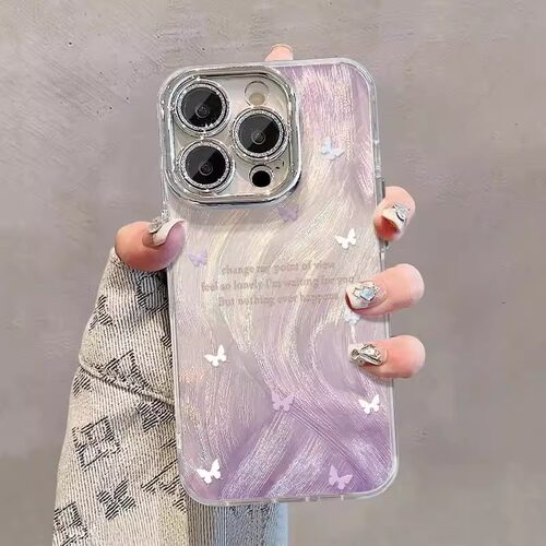 紫色渐变蝴蝶全包手机壳适用苹果17Air16promax小米15情侣iphone14华为mate80propura70荣耀vivo红米k90oppo