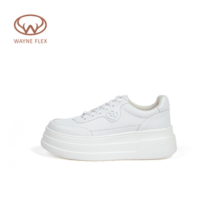 美国Wayne Flex韦恩休闲鞋鹿皮板鞋增高舒适厚底百搭经典小白鞋女