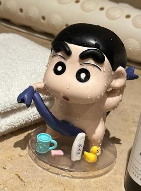 蜡笔小新桌面客厅公仔洗澡摆件玄关装饰品手办动漫周边生日礼物
