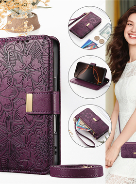 适用夏普Aquos R10/SH-51F手机壳奢华高级感皮套夏普sharp r10保护套wish5多卡槽斜跨背带拉链收纳零钱包新款