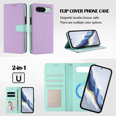 分体二合一磁吸皮套适用谷歌pixel10pro手机壳8pro谷歌翻盖式插卡保护套Googlepixel9proXL撞色拼接新款外壳