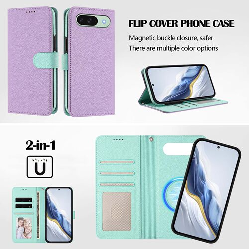 分体二合一磁吸皮套适用谷歌pixel10pro手机壳8pro谷歌翻盖式插卡保护套Googlepixel9proXL撞色拼接新款外壳