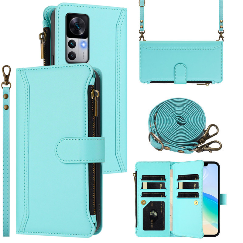 小米12TPro手机壳斜挎拉链零钱包