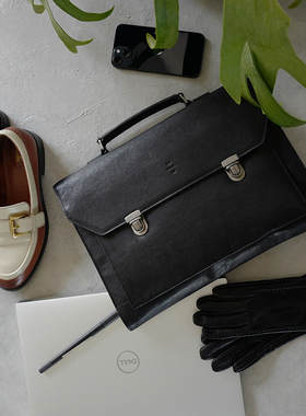 bounded油蜡皮超轻复古头层牛皮真皮通勤手提公文包电脑包男女款