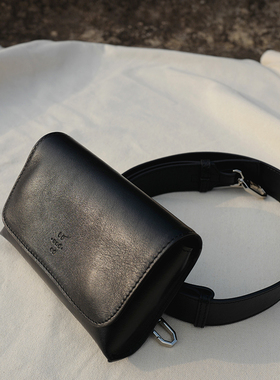 bounded原创小众设计真皮头层牛皮宽肩带mini手机包胸包小方包