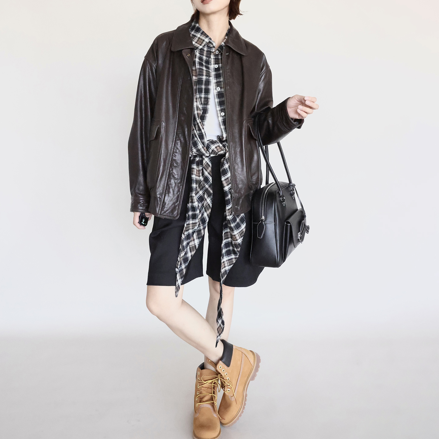 进口植鞣真皮复古经典款飞行夹克