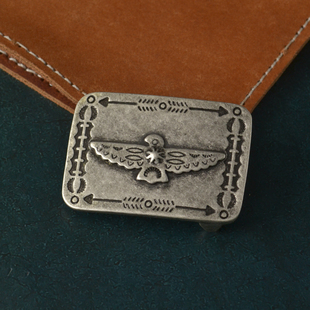 复古古着皮带扣美式 RRL纯铜雷鸟平滑扣男高档黄铜阿美咔叽古银扣